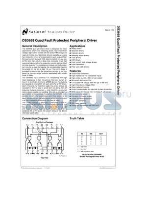 DS3668 datasheet - Quad Fault Protected Peripheral Driver