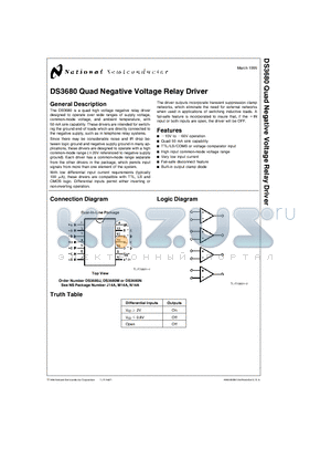 DS3680N datasheet - Quad Negative Voltage Relay Driver