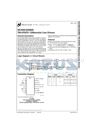 DS3692J datasheet - TRI-STATE Differential Line Drivers