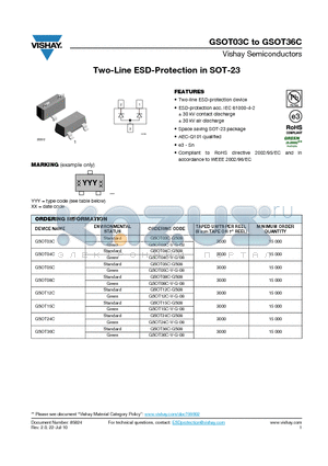 GSOT12C-V-G-08 datasheet - Two-Line ESD-Protection in SOT-23