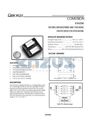FA4230 datasheet - ULTRA MINIATURE 400-750MHZ SWITCHED FILTER BANK