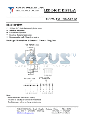 FYS-4013AX datasheet - LED DIGIT DISPLAY