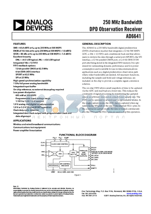 AD6641BCPZRL7-500 datasheet - 250 MHz Bandwidth DPD Observation Receiver