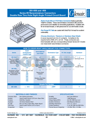 891-008-15PS-BRT datasheet - Nanominiature Connectors Double Row Thru Hole Right Angle Printed Circuit Board