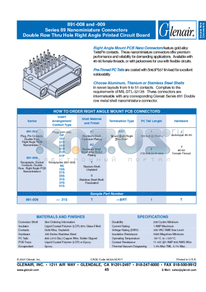 891-008-21PT-BRT datasheet - Nanominiature Connectors Double Row Thru Hole Right Angle Printed Circuit Board