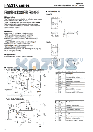 FA5310BPS datasheet - Bipolar IC For Switching Power Supply Control