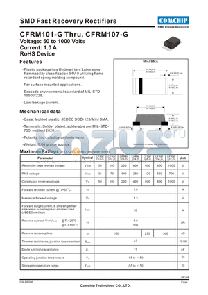 CFRM103-G datasheet - SMD Fast Recovery Rectifiers