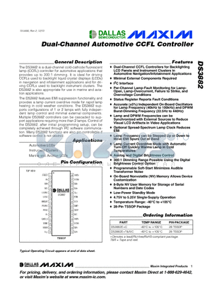 DS3882 datasheet - Dual-Channel Automotive CCFL Controller