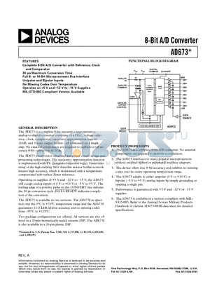 AD673JD datasheet - 8-Bit A/D Converter