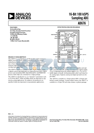 AD676 datasheet - 16-Bit 100 kSPS Sampling ADC