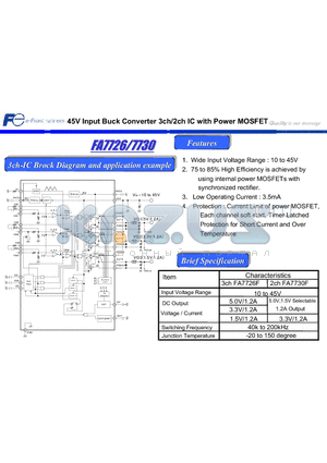 FA7726 datasheet - 45V Input Buck Converter 3ch/2ch IC with Power MOSFET