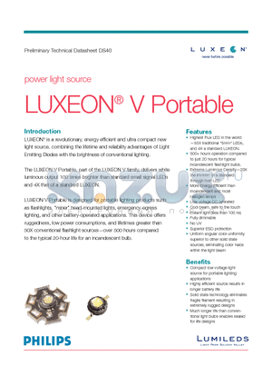 DS40 datasheet - power light source LUXEON^ V Portable