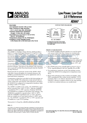 AD680JR datasheet - Low Power, Low Cost 2.5 V Reference
