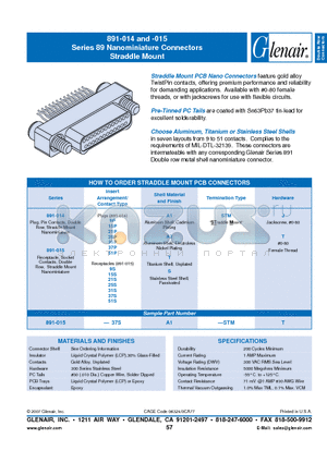 891-014-21PA1 datasheet - Nanominiature Connectors Straddle Mount