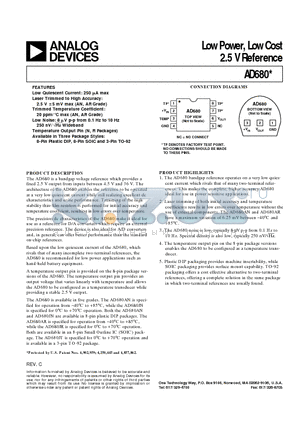 AD680 datasheet - Low Power, Low Cost 2.5 V Reference