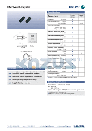 GSX-218/D datasheet - SM Watch Crystal