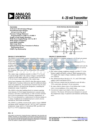 AD694AQ datasheet - 420 mA Transmitter