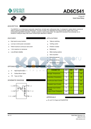 AD6C541 datasheet - 1 Form A Solid State Relay