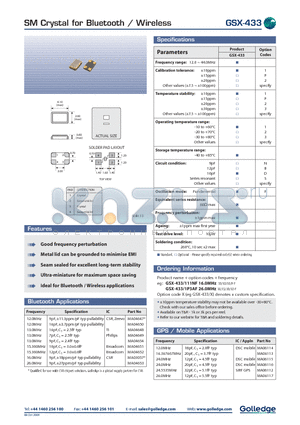 GSX-4331P3AF datasheet - SM Crystal for Bluetooth / Wireless