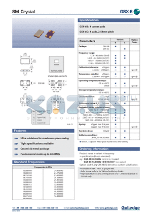 GSX-6B datasheet - SM CRYSTAL