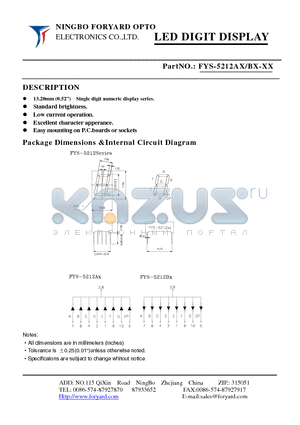 FYS-5212A-0 datasheet - LED DIGIT DISPLAY