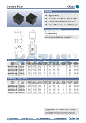 CFULA455KC2A-B0 datasheet - Ceramic Filter