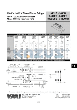 3402B datasheet - 200 V - 1,000 V Three Phase Bridge