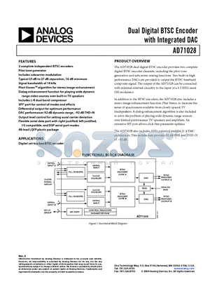 AD71028JSTRL datasheet - Dual Digital BTSC Encoder with Integrated DAC