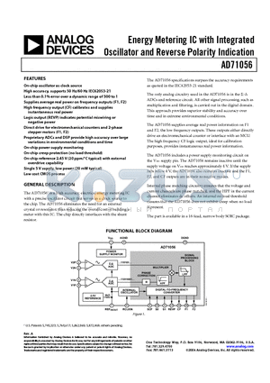 AD71056ARZ-RL datasheet - Energy Metering IC with Integrated Oscillator and Reverse Polarity Indication