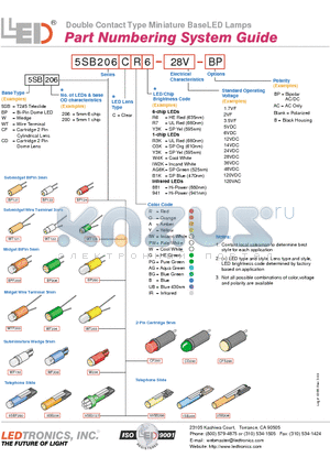 5SB200CR7-36V-BP datasheet - Double Contact Type Miniature BaseLED Lamps