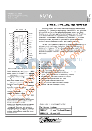 8936 datasheet - VOICE COIL MOTOR DRIVER