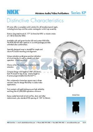 KP0215ANAKG03CF-1TJB datasheet - Miniature Audio/Video Pushbuttons