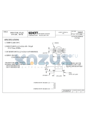 34043 datasheet - INDUCTOR, 470 lH, 0.95 ADC, BUCK