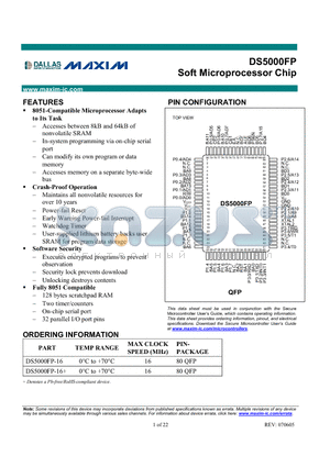 DS5000FP datasheet - Soft Microprocessor Chip