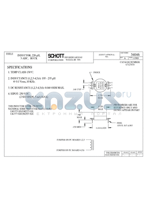 34046 datasheet - INDUCTOR, 220 lH, 3 ADC, BUCK