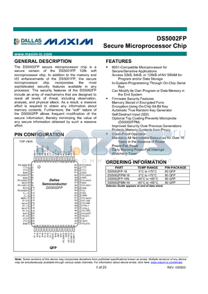 DS5002FMN-16 datasheet - Secure Microprocessor Chip