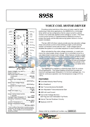 8958 datasheet - VOICE COIL MOTOR DRIVER