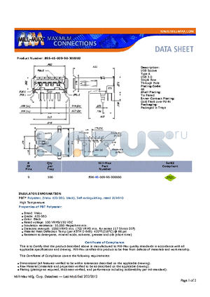 896-46-009-90 datasheet - USB Socket Type A USB 3.0 Single Row Through Hole