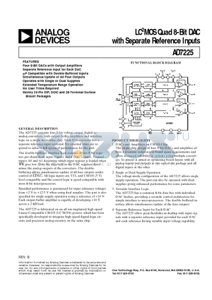 AD7225CQ datasheet - LC2MOS Quad 8-Bit DAC with Separate Reference Inputs