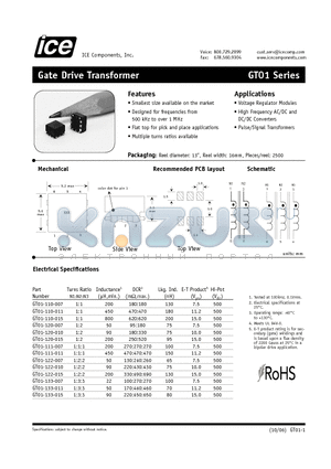 GT01-133-007 datasheet - Gate Drive Transformer