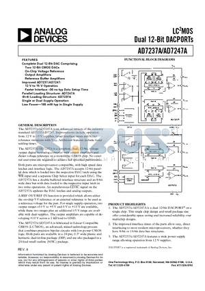 AD7237A datasheet - LC2MOS Dual 12-Bit DACPORTs