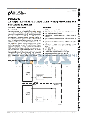 DS50EV401 datasheet - 2.5 Gbps / 5.0 Gbps / 8.0 Gbps Quad PCI Express Cable and Backplane Equalizer