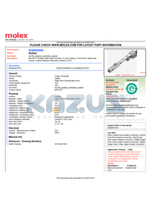 34083-2002 datasheet - MX150 Female Cable Seal Terminal, Tin (Sn) Plating, 18-20 AWG, Right ReelPayoff, Contact Material Thickness 0.30mm (.012