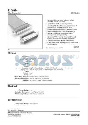 89825-8003 datasheet - D Sub Plug Connector