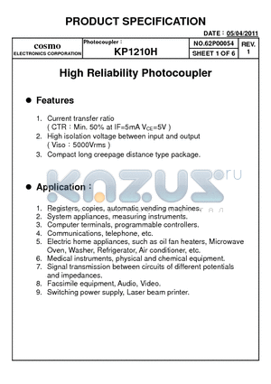 KP12103E datasheet - High Reliability Photocoupler