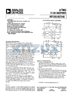 AD7245JP datasheet - LC2MOS 12-Bit DACPORT