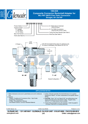 189HS039XO1109K-D datasheet - Composite Connector Backshell Adapter for