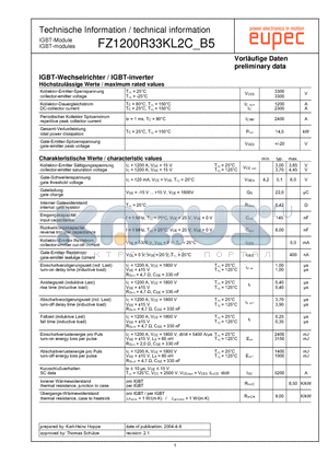 FZ1200R33KL2C-B5 datasheet - IGBT-Wechselrichter / IGBT-inverter