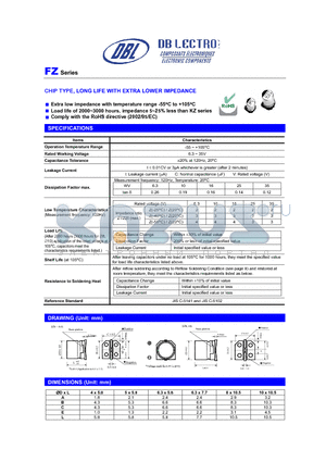 FZ1A220LR datasheet - CHIP TYPE, LONG LIFE WITH EXTRA LOWER IMPEDANCE