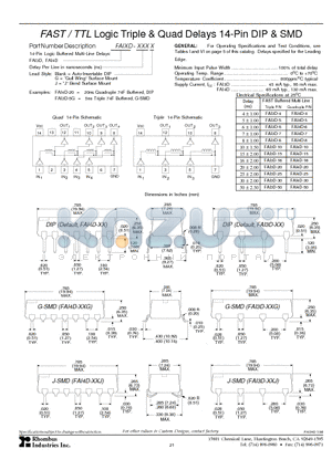 FAI3D-20G datasheet - FAST / TTL Logic Triple & Quad Delays 14-Pin DIP & SMD